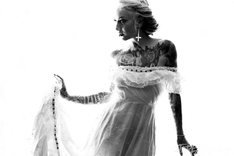 Lena Scissorhands - White Dress BW - 8x12 Signed Pearl Print